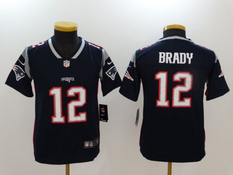 Youth New England Patriots #12 Brady Blue Nike Vapor Untouchable Limited NFL Jerseys